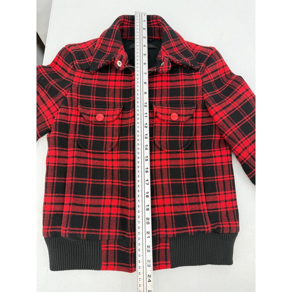 Marc Jacobs Women's Wool Zippered Jacket Buffalo Plaid Red Size XS Y2K Vintage - Picture 13 of 14